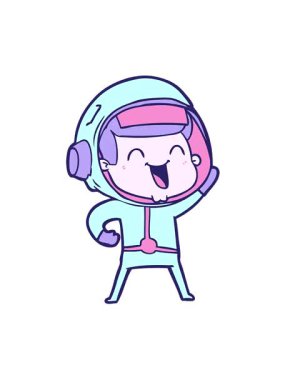 Mutlu çizgi film astronot tasarımının titreşimli animasyonu