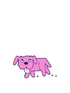 Çizgi film stili mutlu köpeğin yükseliş ve yüzme animasyonu