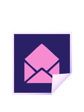 Bir kağıt zarfın kare soyma çıkartma karikatürünün animasyonunu genişletiyor