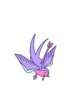 Dövmenin animasyonunu geleneksel kırlangıç ağlama tarzıyla genişletiyor.