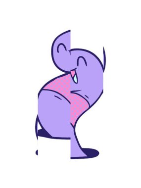 Karikatür mutlu solucanın bölünmüş hareketi.