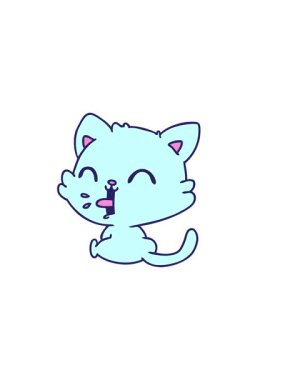 Şirin kawaii kedisinin el yazması çizgi filminin yatay titreşimli animasyonu