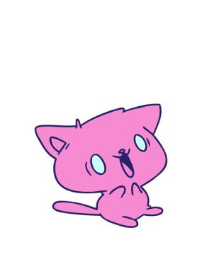 Garip kawaii kedisinin çizgi film çiziminin animasyonunu genişletiyorum.