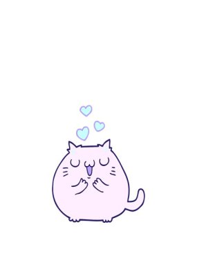 Sevimli çizgi film kedisinin aşk animasyonunu büyütüyorum.