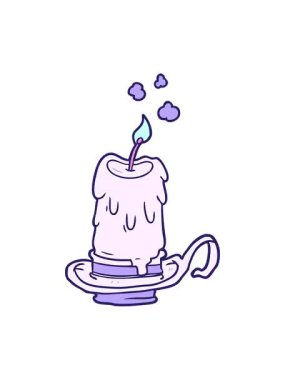 Titreyen hareketli çizgi film animasyonu. Mum tutacağındaki eski ürkünç mum.