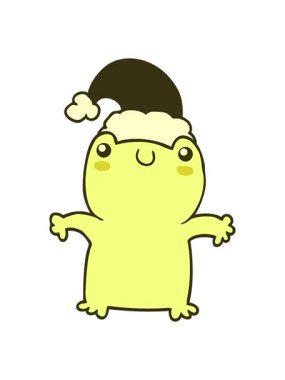 Noel şapkası takan sevimli kurbağaların renk değişimi.