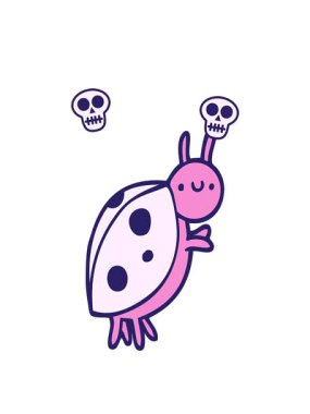 karikatür uğur böceğinin kafatası animasyonu