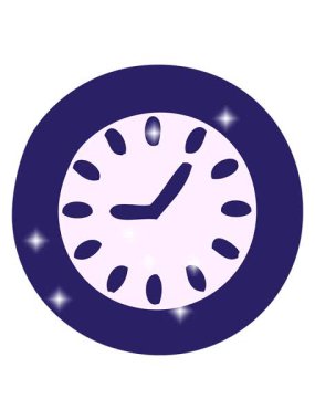 Bir duvar saatinin sevimli çizgi filminin ışıltı etkisi