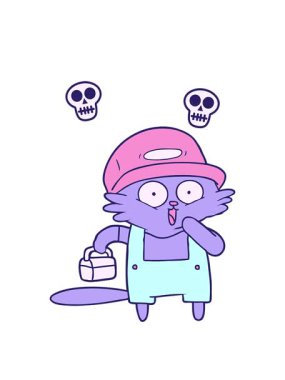 Çizgi film yapımcısının kafatası animasyonu öğle yemeği için duruyor.