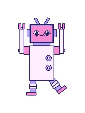 Robot çiziminin sevimli bir çizgi filminin efekt animasyonunu göster