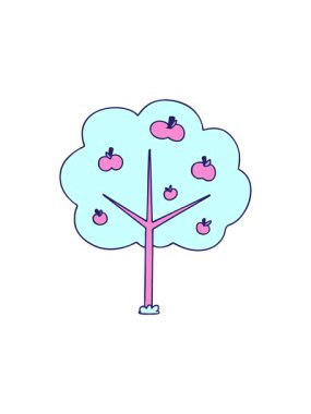 Elle çizilen tuhaf elma ağacının hareketli animasyonu