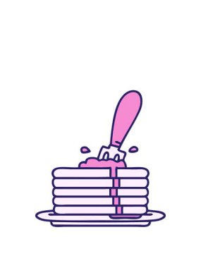 Lezzetli krep yığınının animasyonu tereyağlı damlıyor.