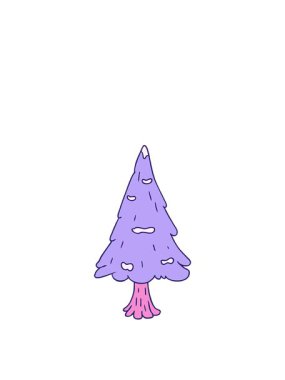 Çizgi film karalamalarının hareketli animasyonları Tek karla kaplı ağaç