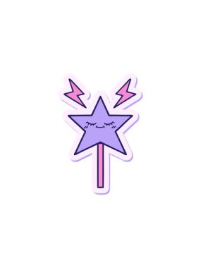 Yıldız patlaması efekti, sevimli bir çizgi film sihirli değneğinin çıkartması.