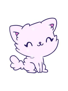 Çizgi film illüstrasyonunun ışıltılı efektleri Şirin kawaii pofuduk kedicik