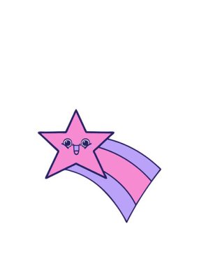 Kayan gökkuşağı yıldızının tatlı bir çizgi filminin yükselişi ve yüzüşü