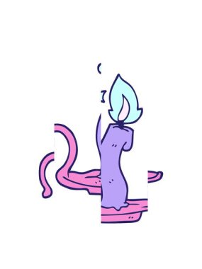 Karikatür karalamalarının bölünen hareketi Cadılar Bayramı mumu yakıyor.