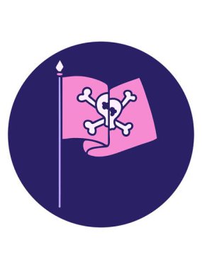 Parlak ışık efekti simgesel dövme görüntüsü korsan bayrağı