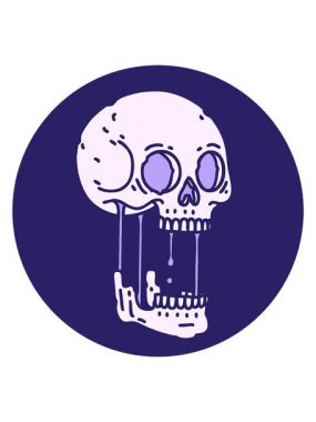 Bir kafatasının ikonik retro dövme tasarımının titreşimli hareketli animasyonu