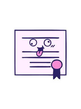 Resmi mezuniyet diplomasının sevimli çizgi filminin dönen hareketli animasyonu