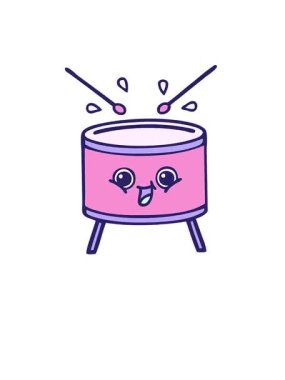 Bir davulun komik karikatürünün yükselişi ve yüzüşü