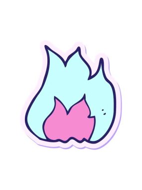 Bir çizgi film ateş sembolünün çıkartmasının basınçlı canlandırması