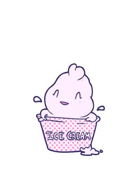 Tatlı karikatür dondurmasının animasyonunu büyütüyorum.