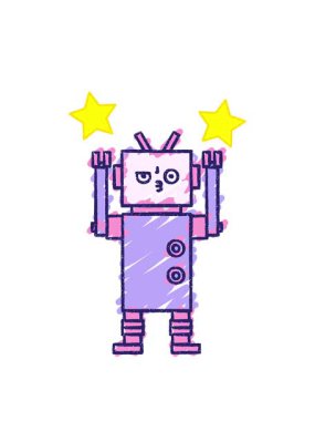 dönen yıldız animasyonu Bir Robot Tebeşiri Çiziyor