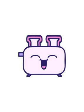 Bir tost makinesinin sevimli çizgi filminin hareketli animasyonu