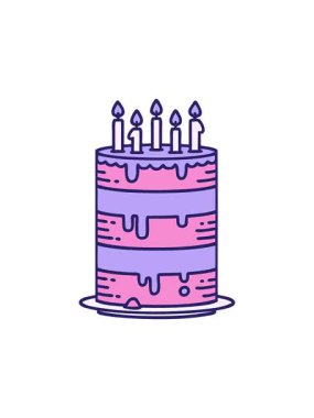 Dikkat çekici bir doğum günü pastası çizimi.