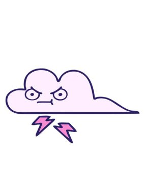 Gökgürültüsü bulutunun tatlı çizgi filminin hareketli animasyonu