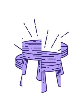 Geleneksel dövme stili ahşap dışkı çiziminin bölünen hareket animasyonu