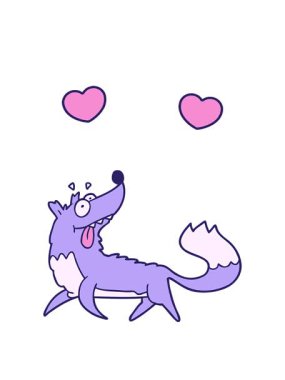 Aç kurt çizgi filminin dönen kalpleri.