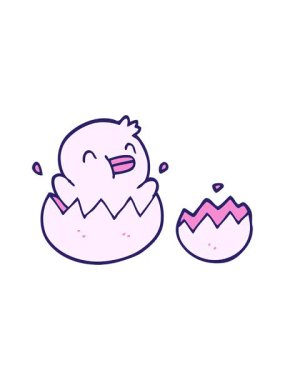 Tatlı karikatür civciv karalamalarının animasyonunu durdurup salla