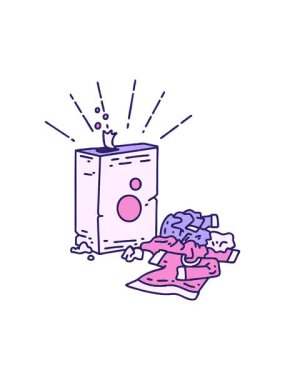 Geleneksel dövme stili deterjan ve giysi yığınının hareketli canlandırması