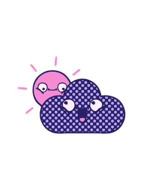 Bir fırtına bulutu ve güneş çizgi filminin çizgi roman tarzı animasyonunu renklendir