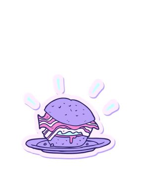 Çizgi film pastırmalı sandviçin çıkartmasını uzatıyorum.