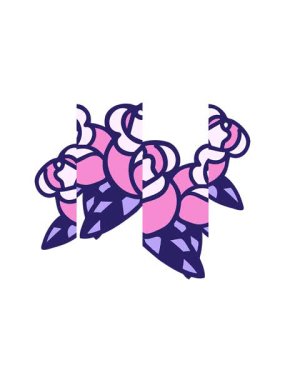 Geleneksel çiçek buketi şeklinde bir dövmenin hareketli animasyonu