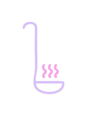 Bir mutfak kepçesi simgesinin çizgi çiziminin neon ışık efekti animasyonu