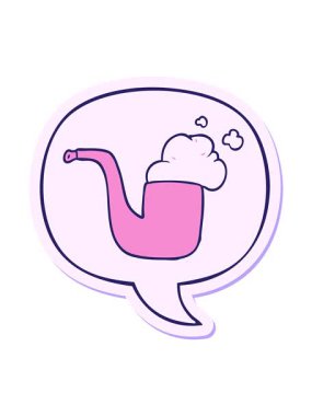 jiggle and pause animation of cartoon old smoking pipe with speech bubble sticker