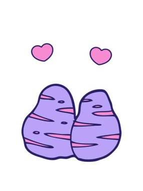 Patates karikatürünün dönen kalp animasyonu.
