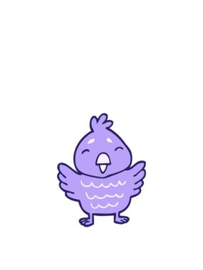 Çizgi film karalamalarının zıplama hareketi mavi kuş