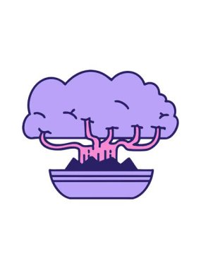 Japon bonsai ağacının sığ saksı dizaynında dönen hareketli animasyonu