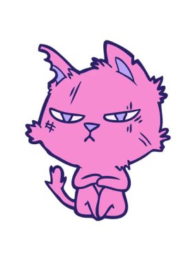 Sert çizgi film kedisinin titreşimli hareketli animasyonu