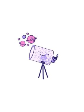 Yüzü olan çizgi film teleskopunun yatay titreşimli animasyonu