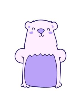 Çizgi film Kawaii ayı illüstrasyonunun pixelize etkisi