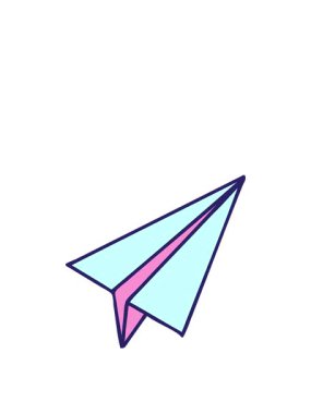 Kağıttan bir uçağın sevimli çizgi filminin zıplama hareketi animasyonu