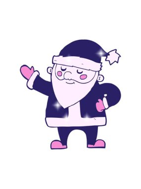 Çizgi film Noel Baba illüstrasyonunun simli etkisi