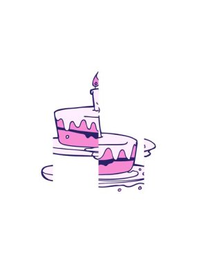 Karikatür kek çiziminin bölünen hareketi