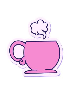 Garip bir el çizimi çizgi film sıcak içeceği çıkartmasının canlandırma efekti